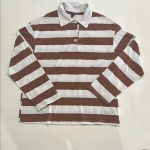 SHEIN Striped Rugby Shirt. Poly blend. Women Medium. Excellent condition. Sharp!